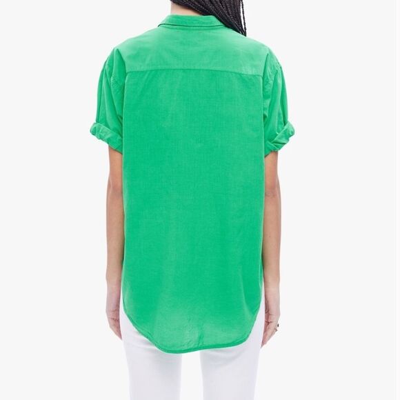 Xirena 100% Cotton Channing Shirt Button Front Rolled Sleeve Green Light Top L - Picture 3 of 8